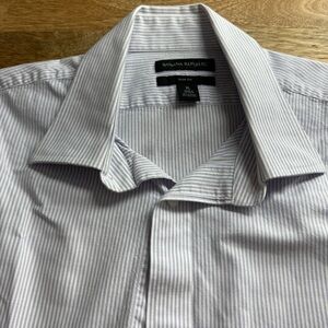 Mens Banana Republic Non-Iron Slim Fit Dress Shirt blue/white stripe size XL